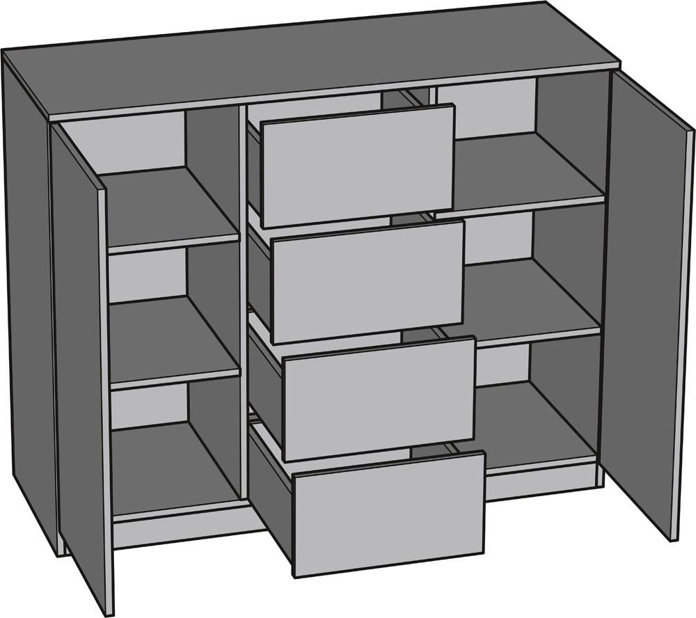 Комод Фріда 2-дверний з 4 шухлядами Чорний (000-000-639) - фото 2 Комод Фріда 2-дверний з 4 шухлядами Чорний (000-000-639) - фото 2