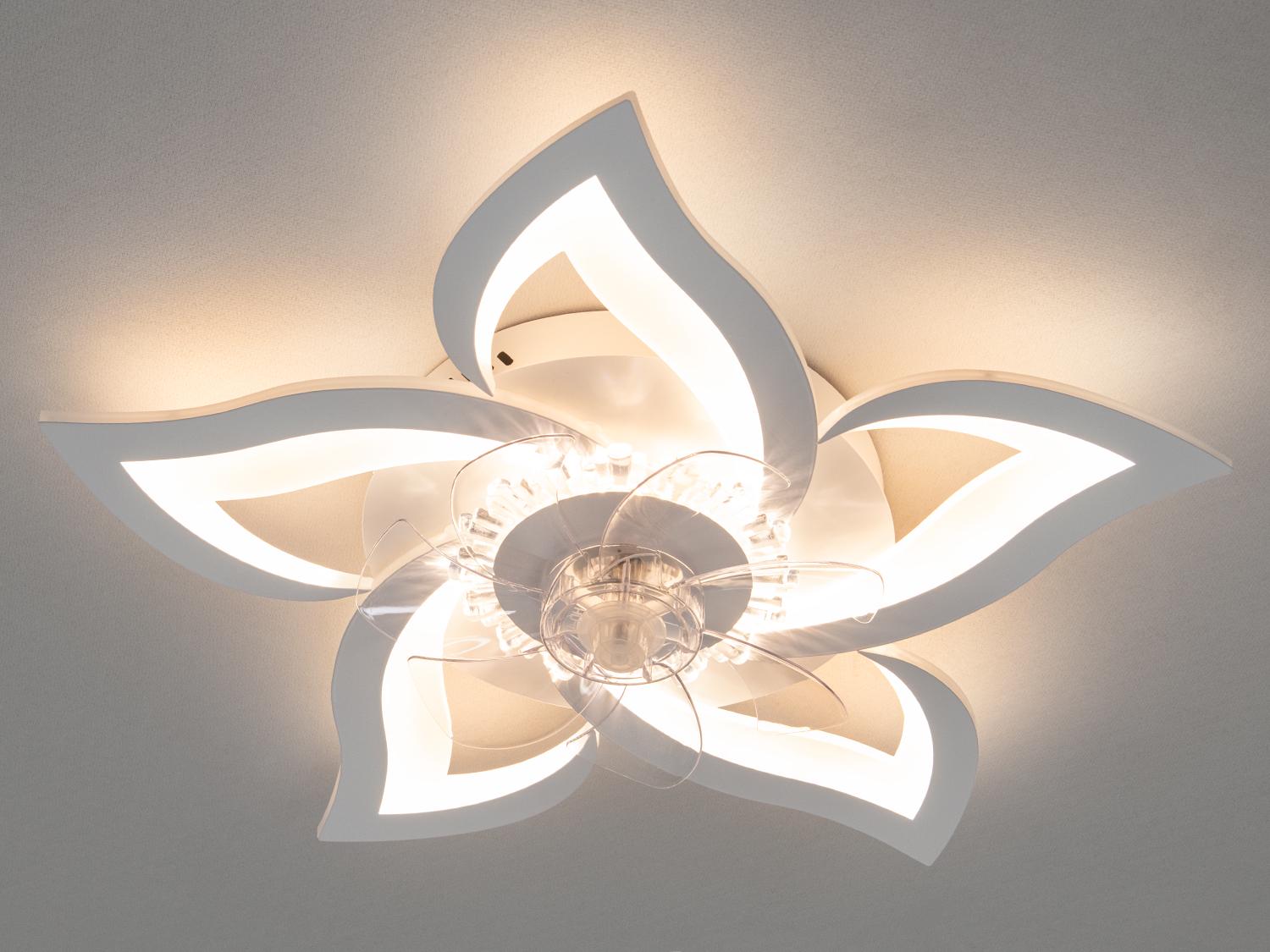 Люстра-вентилятор светодиодная димер/пульт 90W Белый (8146/5WH FS) - фото 4