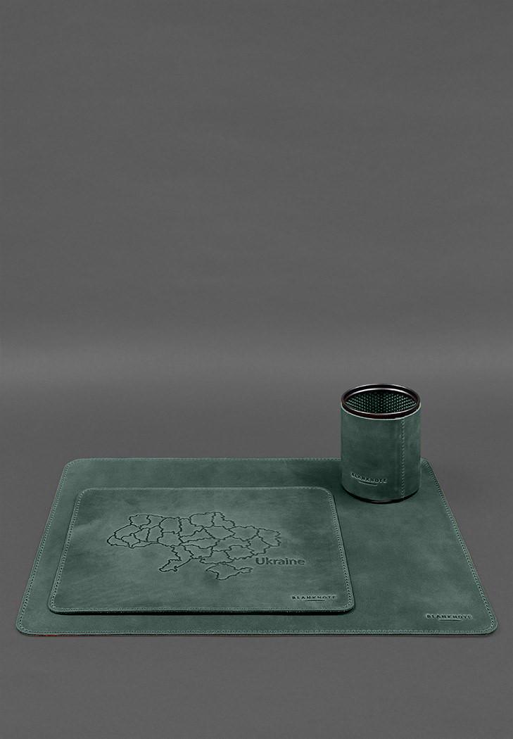 Набор настольный из натуральной кожи 5.0 с картой Украины Crazy Horse Зеленый (A-028352) - фото 11 Набор настольный из натуральной кожи 5.0 с картой Украины Crazy Horse Зеленый (A-028352) - фото 11