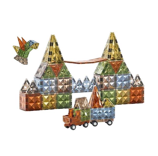 Конструктор магнитный Magic Magnetic Blocks платформы с колесами 100 деталей Разноцветный (156199)