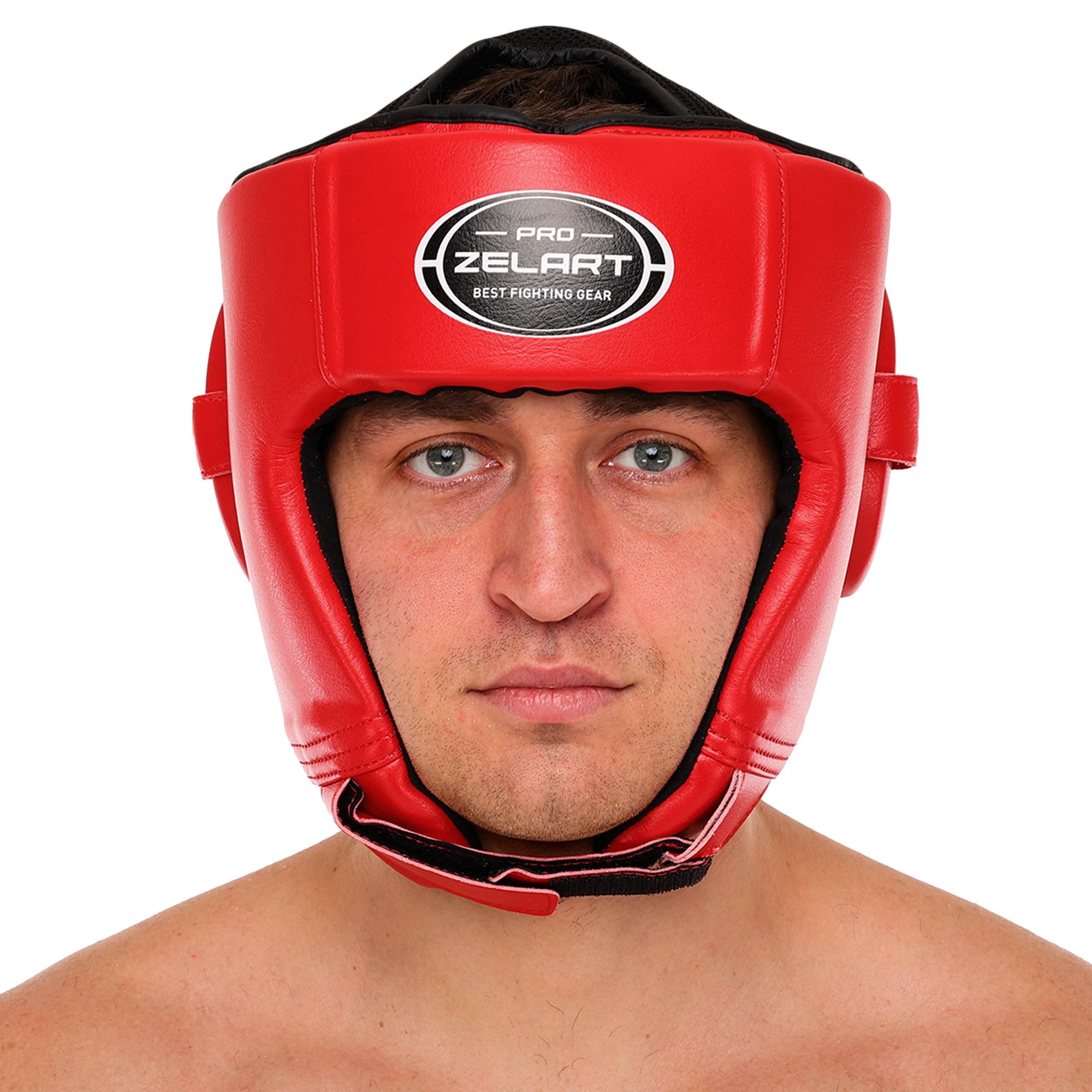 Шолом боксерський відкритий Zelart BO-3904 шкіряний L Червоний (BO-3904_Красный_L)