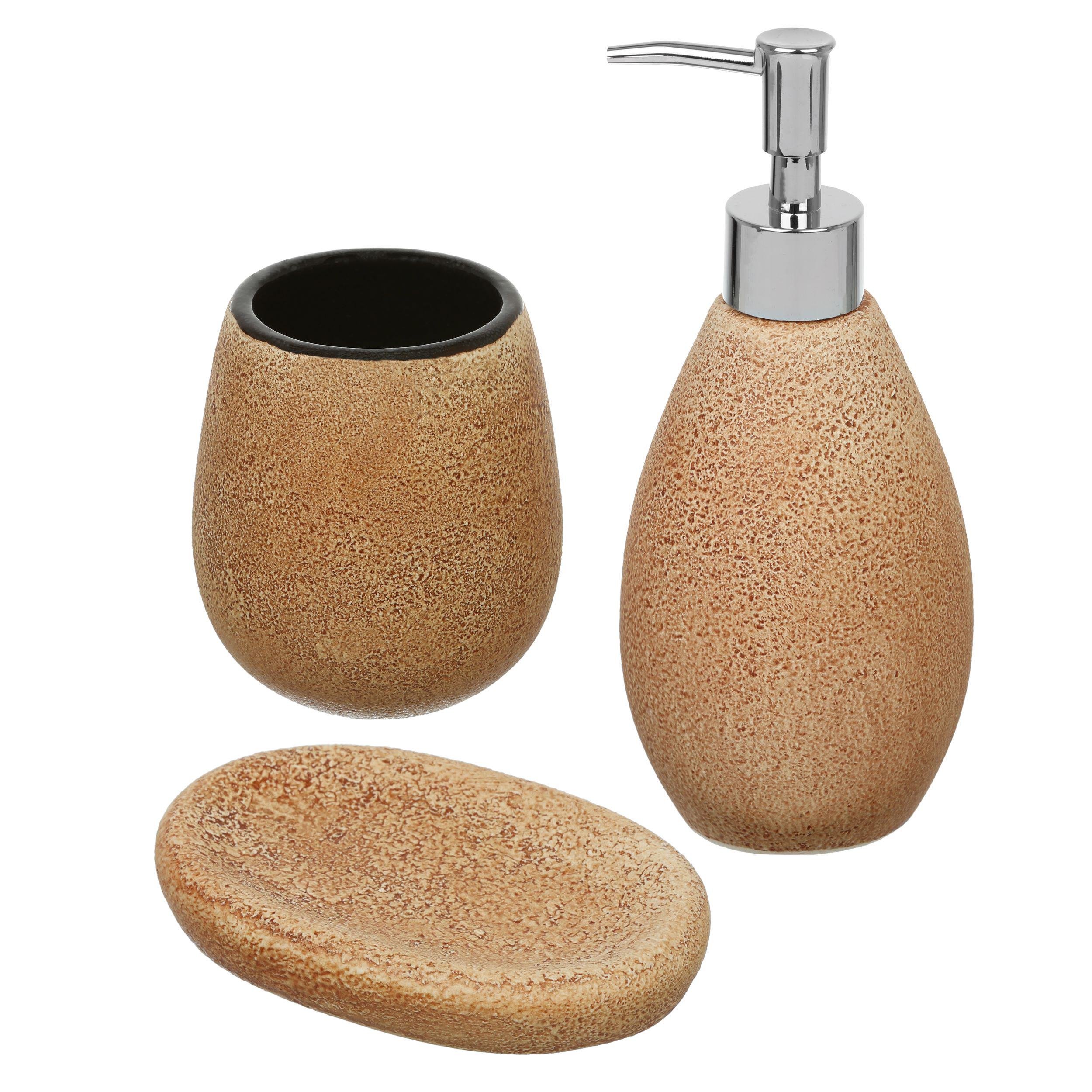 Набір аксесуарів Rock з кераміки для ванної кімнати Beige (138)