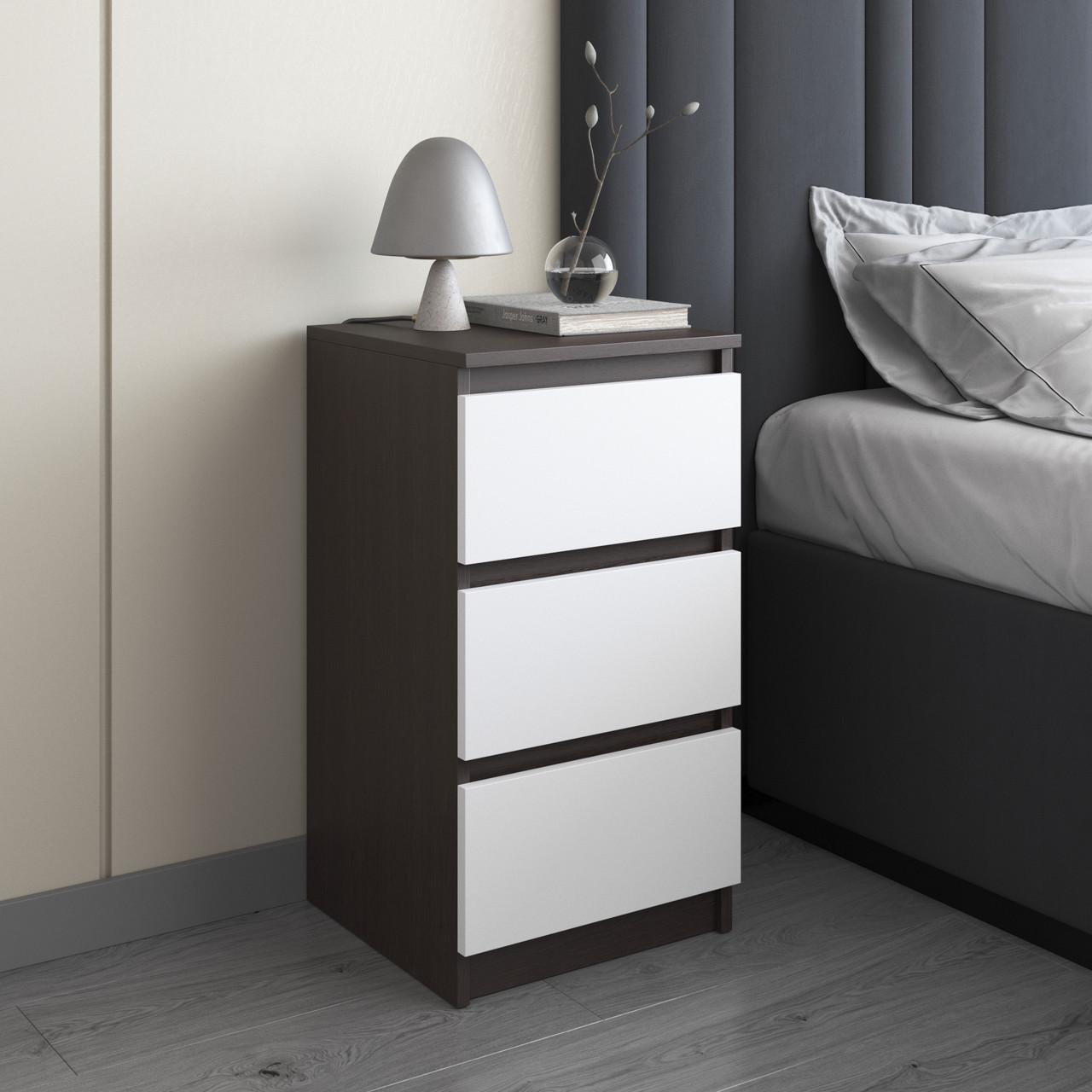 Тумба приліжкова Вайс R-30 400х400х760 мм Венге темний/Білий фасад (30642559) - фото 1 Тумба приліжкова Вайс R-30 400х400х760 мм Венге темний/Білий фасад (30642559) - фото 1