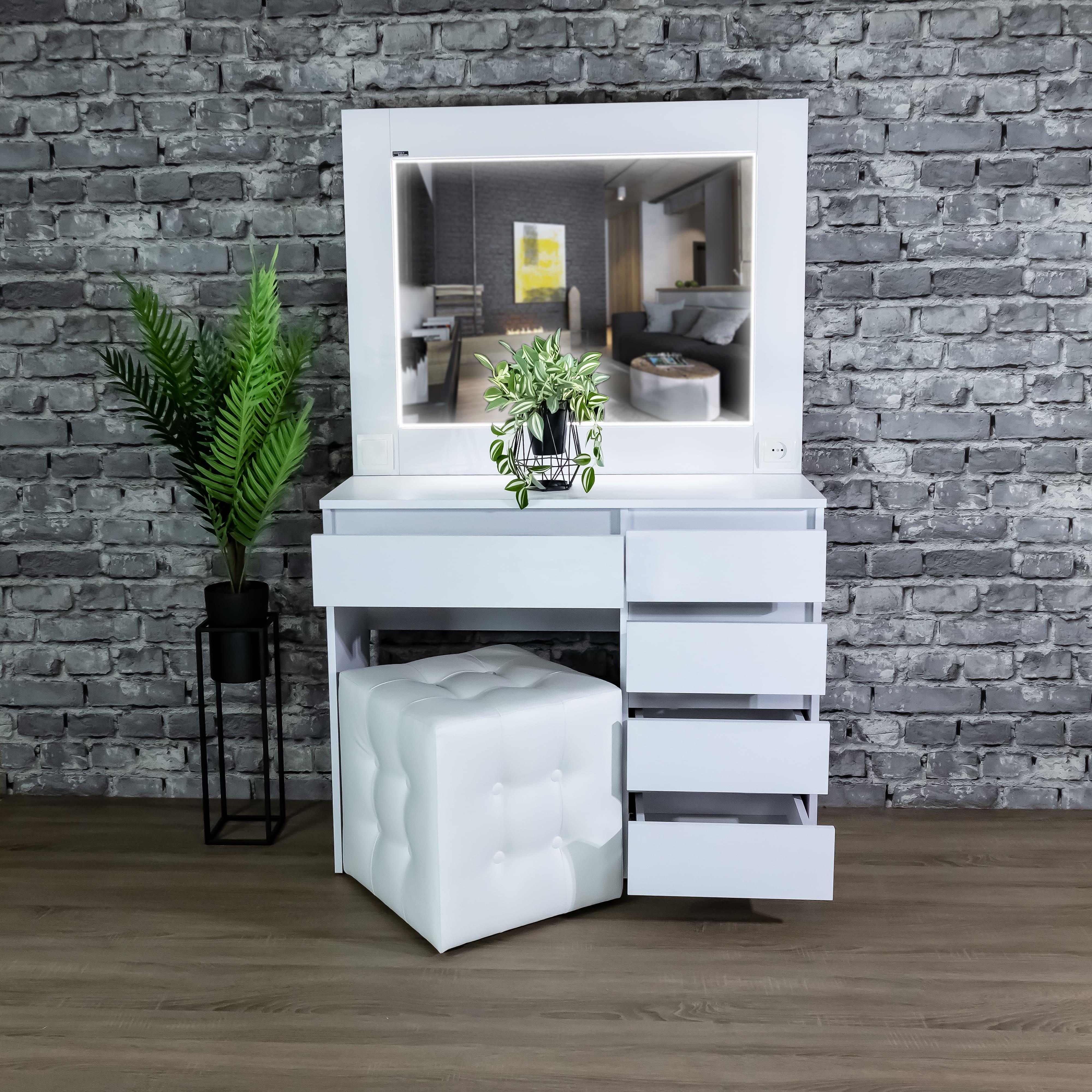 Стіл макіяжний з підсвіткою та шухлядками 160х100х40 см Білий (03/02) - фото 3 Стіл макіяжний з підсвіткою та шухлядками 160х100х40 см Білий (03/02) - фото 3