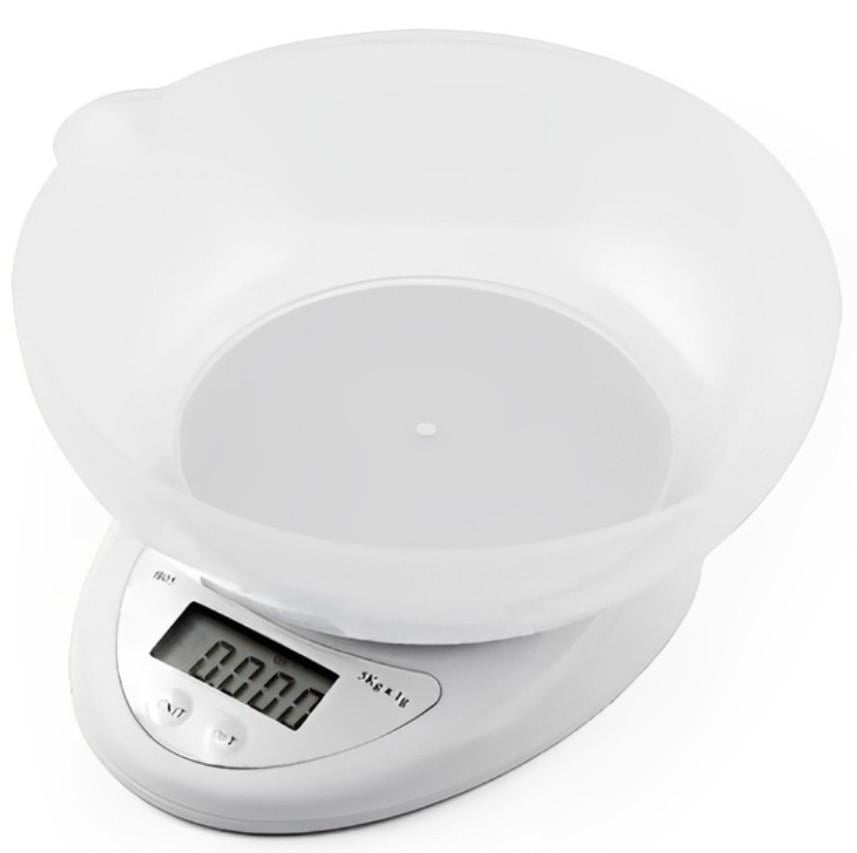 Ваги кухонні електронні Kitchen B05-5 з чашею та екраном з точним вимірюванням від 1 г до 5 кг Білий (1201)