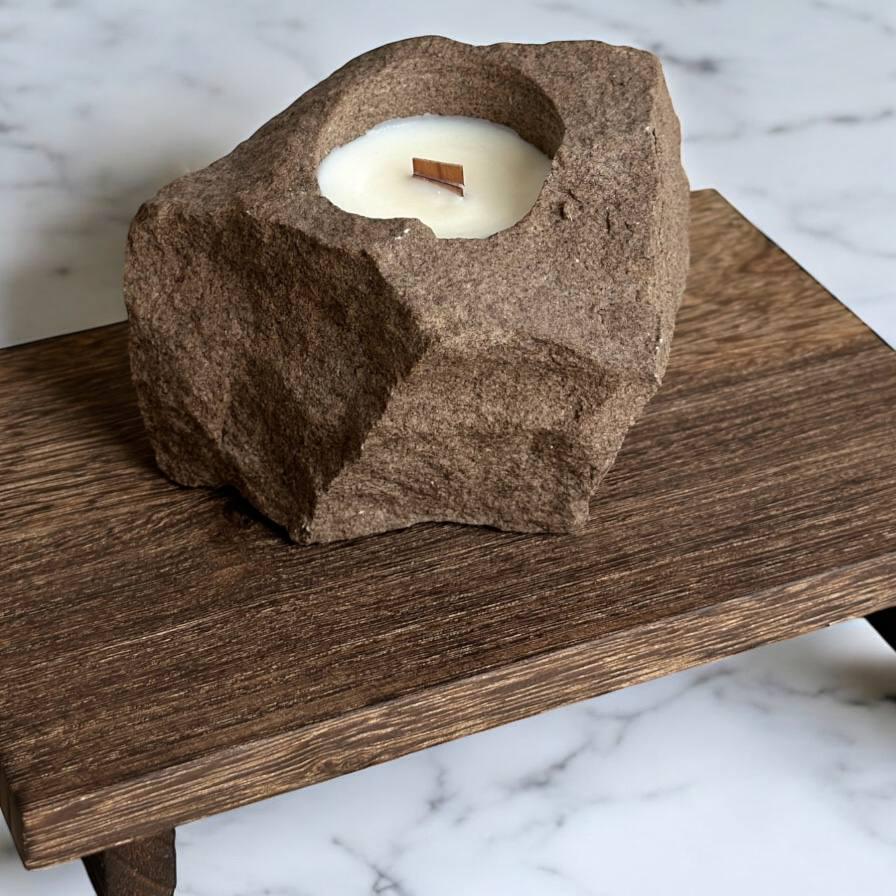 Аромасвечка в чаше из красного песчаника М