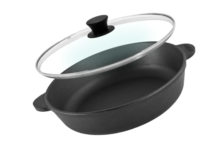 Сковорода-жаровня чугунная Brizoll monolith со скляной крышкой 240х60 мм (M2460U-6)