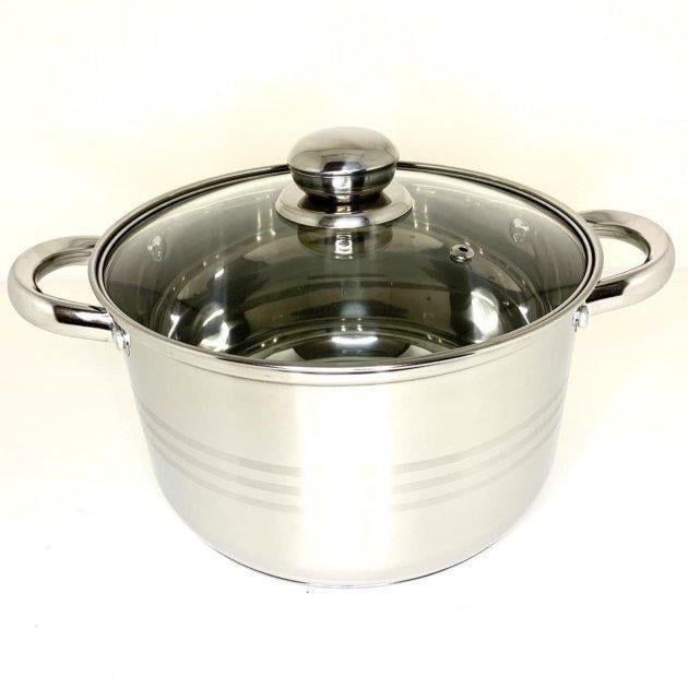 Каструля з нержавіючої сталі зі скляною кришкою 5,1 л ø 22 см
