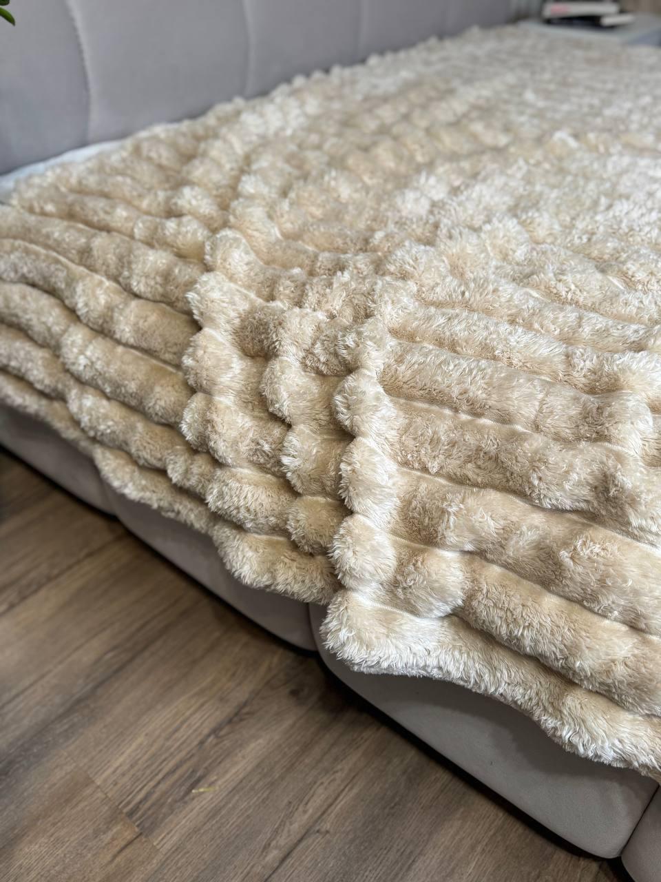 Плед плюш шарпей 200x230 см Бежевий (П4К-Am-sharp-004) - фото 4