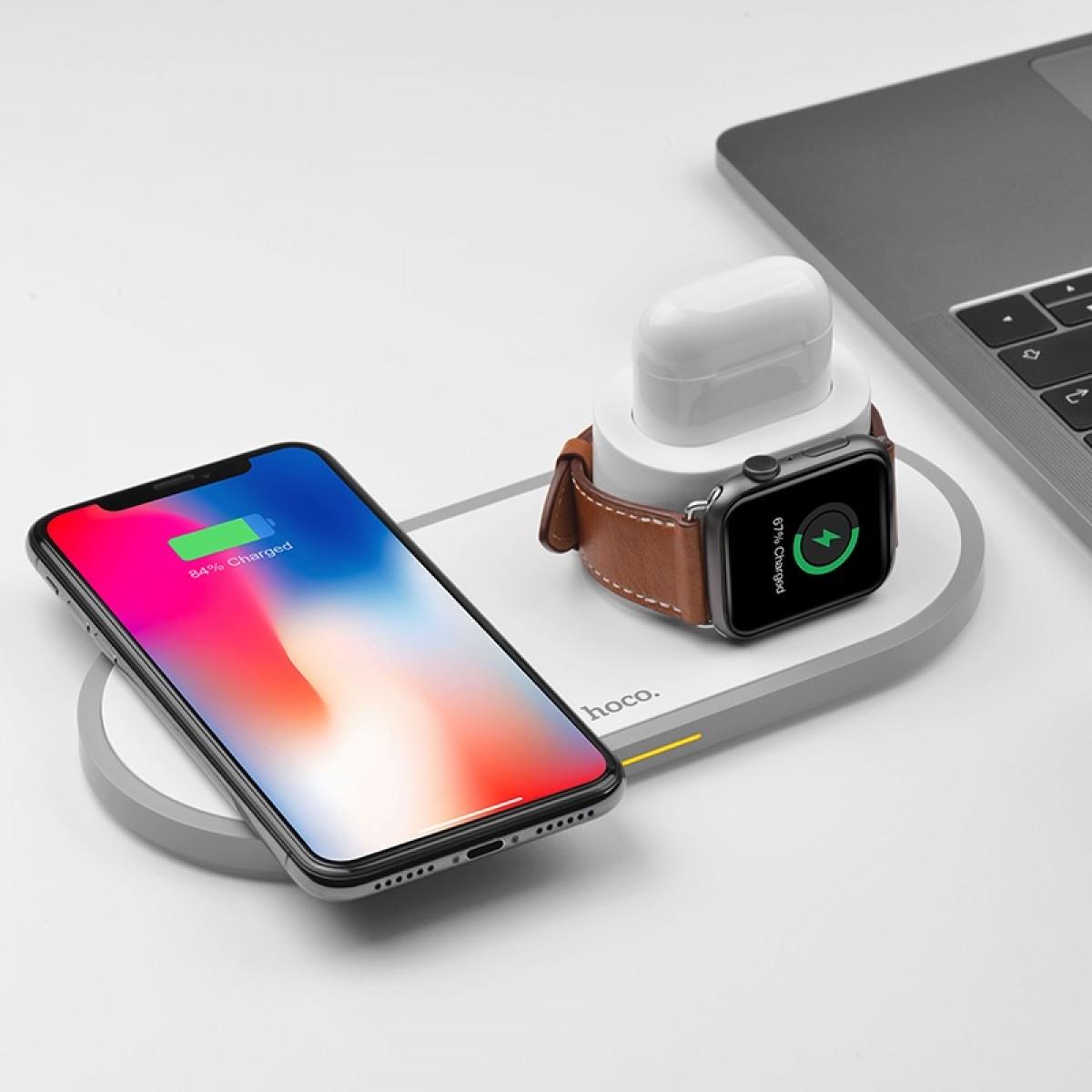 Бездротовий зарядний пристрій Hoco CW21 Wisdom 3-in-1 wireless charger - фото 2