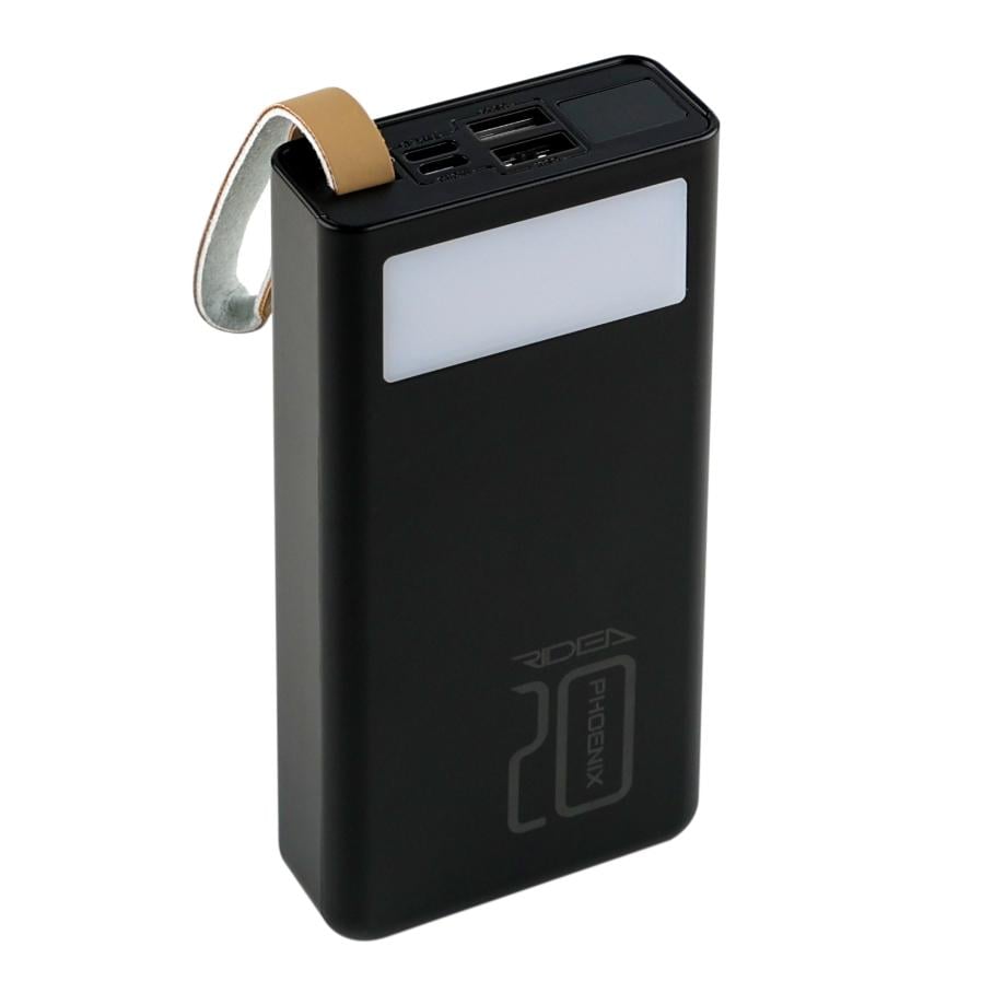 Повербанк Ridea RP-D20L Phoenix20 20000 мА/ч 10 Вт 2хUSB-A Micro-USB Type-C LED дисплей фонарь Black Повербанк Ridea RP-D20L Phoenix20 20000 мА/ч 10 Вт 2хUSB-A Micro-USB Type-C LED дисплей фонарь Black