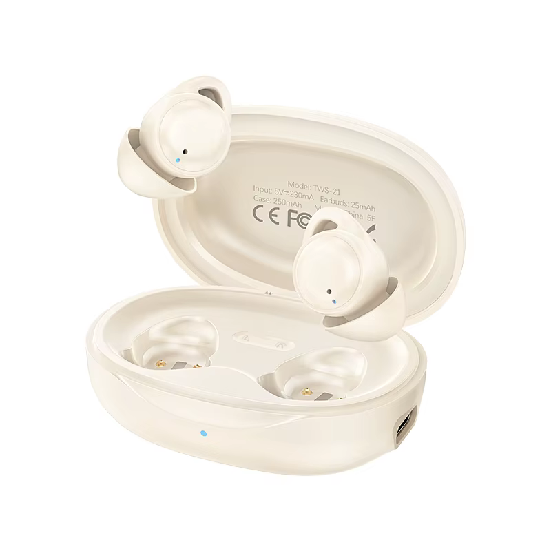 Навушники бездротові TWS Remax Sleep True Wireless Stereo Music Call Earphones TWS-21 Beige (6954851261445)
