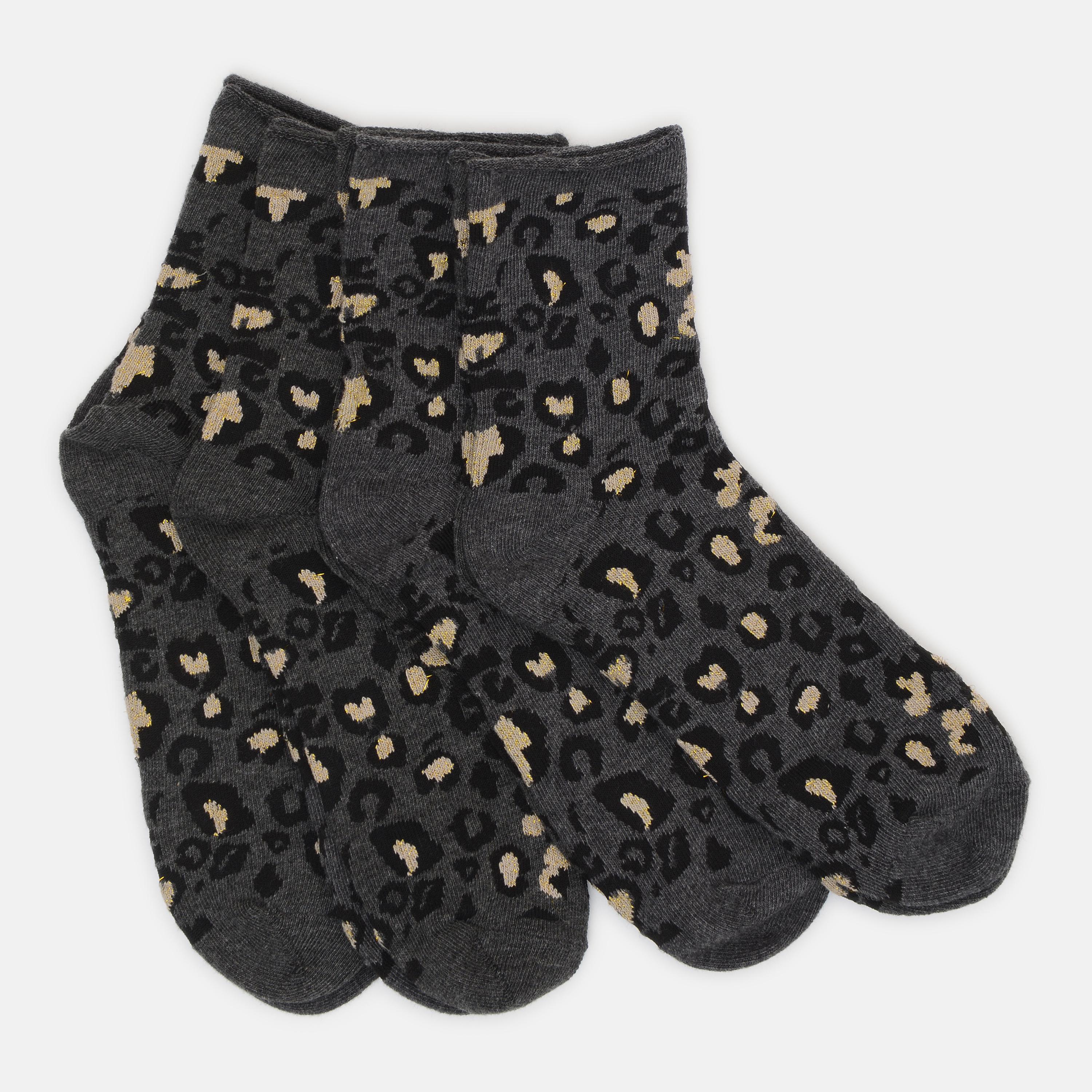 Шкарпетки C&A 4 пари Леопард р. 35-38 Темно-сірий (1709552141)