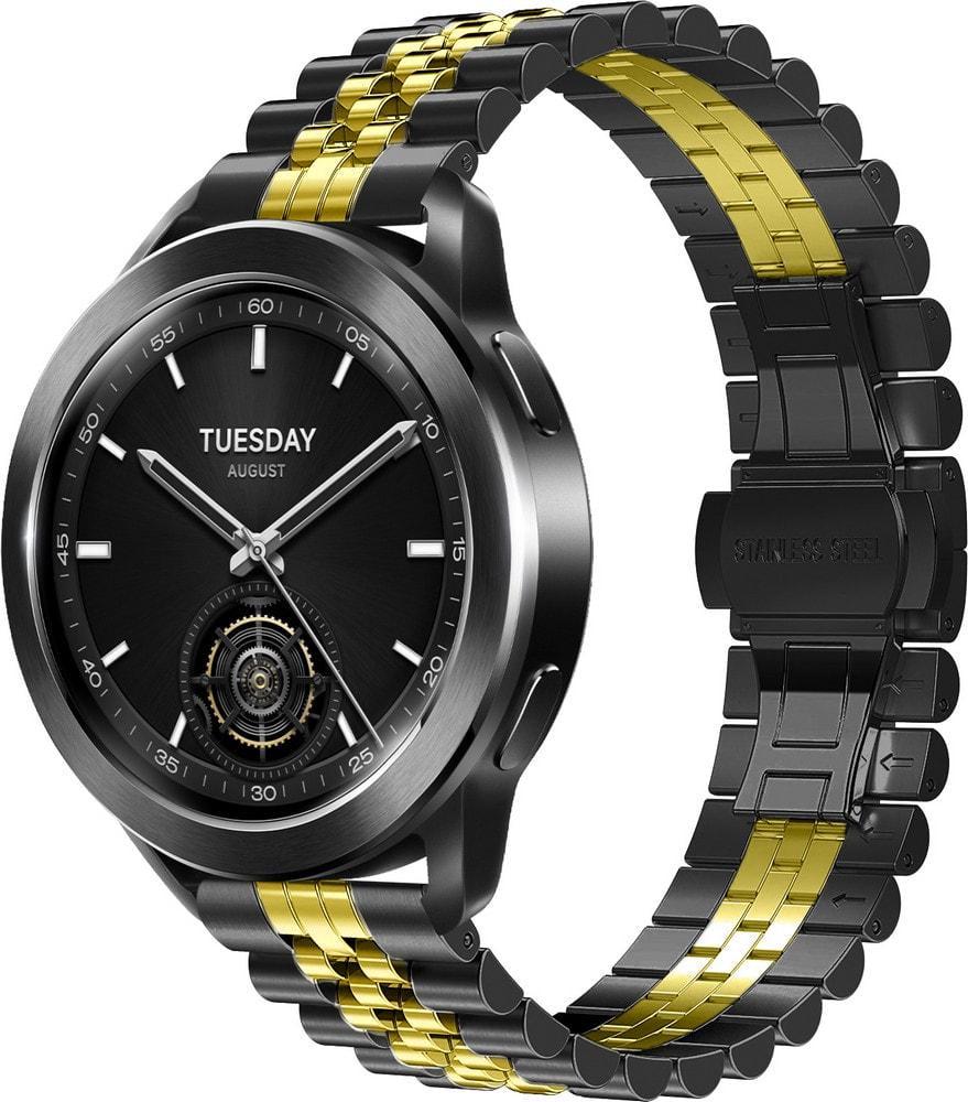 Браслет металлический Stech Line для Xiaomi Watch S3 Black Gold (37147-02)