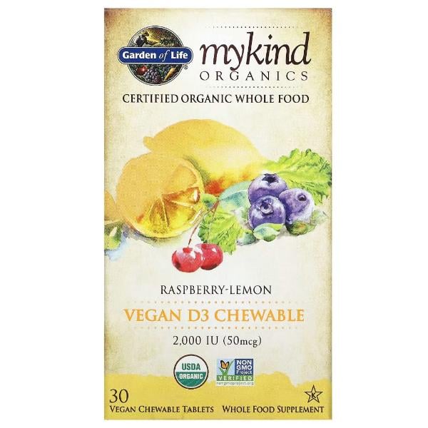 Вітамін D Garden of Life MyKind Organics D3 2000 IU 30 жувальних вег. таб. Raspberry/Lemon (000021509)