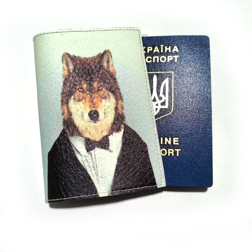 Обложка на паспорт принт Мистер Волк (OB_0028)