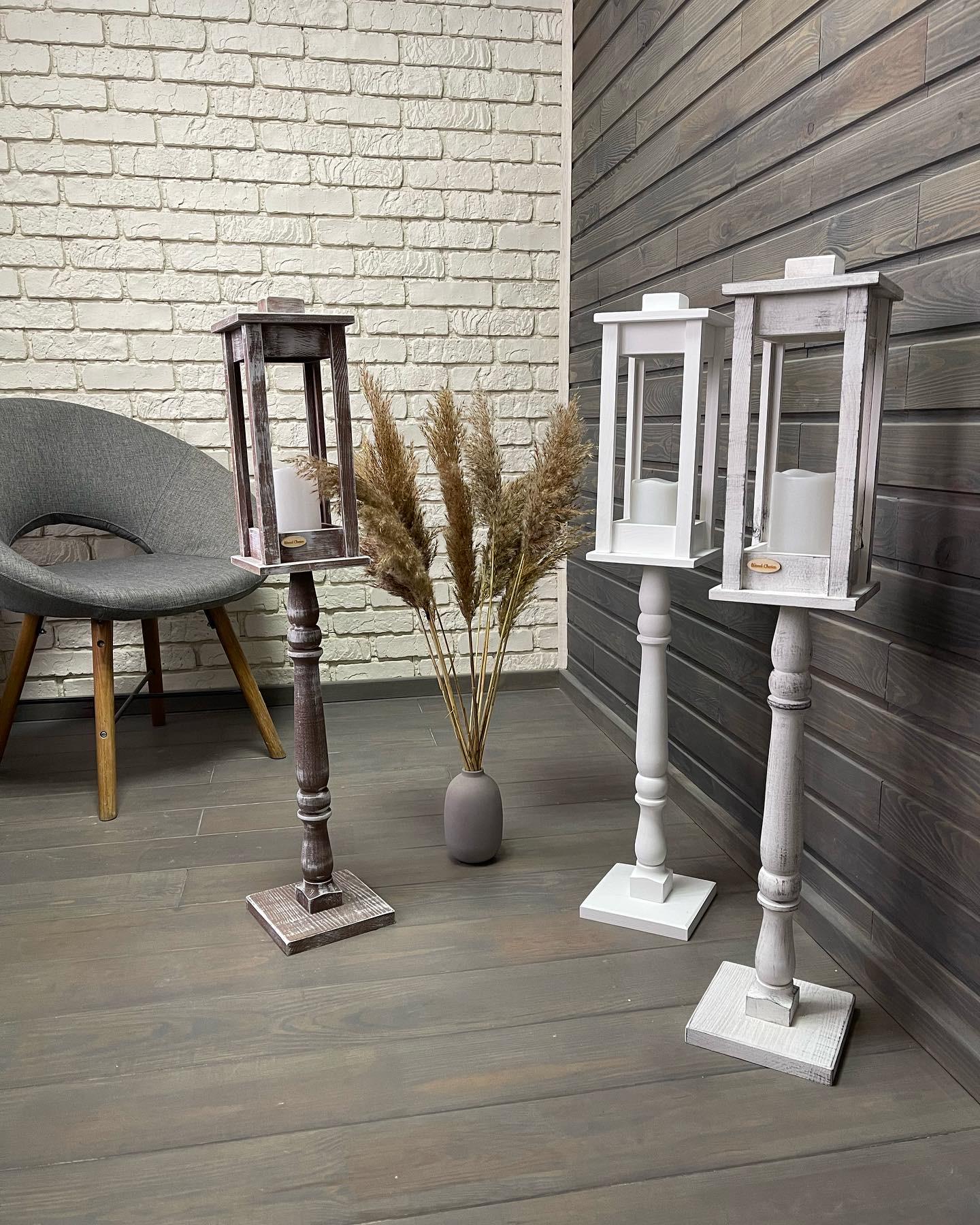 Подсвечник деревянный Wood Choice Фонарь на подставке со свечой 88 см Бело-серый (172) - фото 4 Подсвечник деревянный Wood Choice Фонарь на подставке со свечой 88 см Бело-серый (172) - фото 4