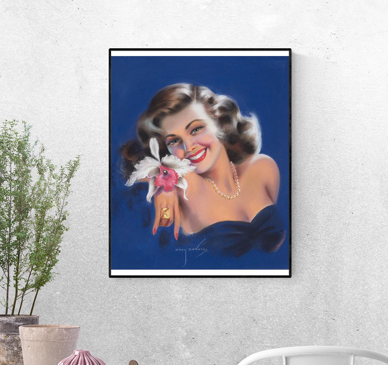 Постер Портрет с лилией формат А-3 (pin_up010001_Poster)