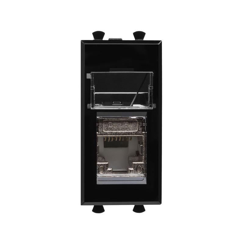 Розетка компьютерная ДКС Avanti RJ45 категория 5е экранированная 1 модуль Черный (4402361)