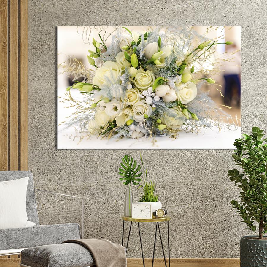 Картина на холсте Праздничный букет белых роз 51x34 см (935-1)