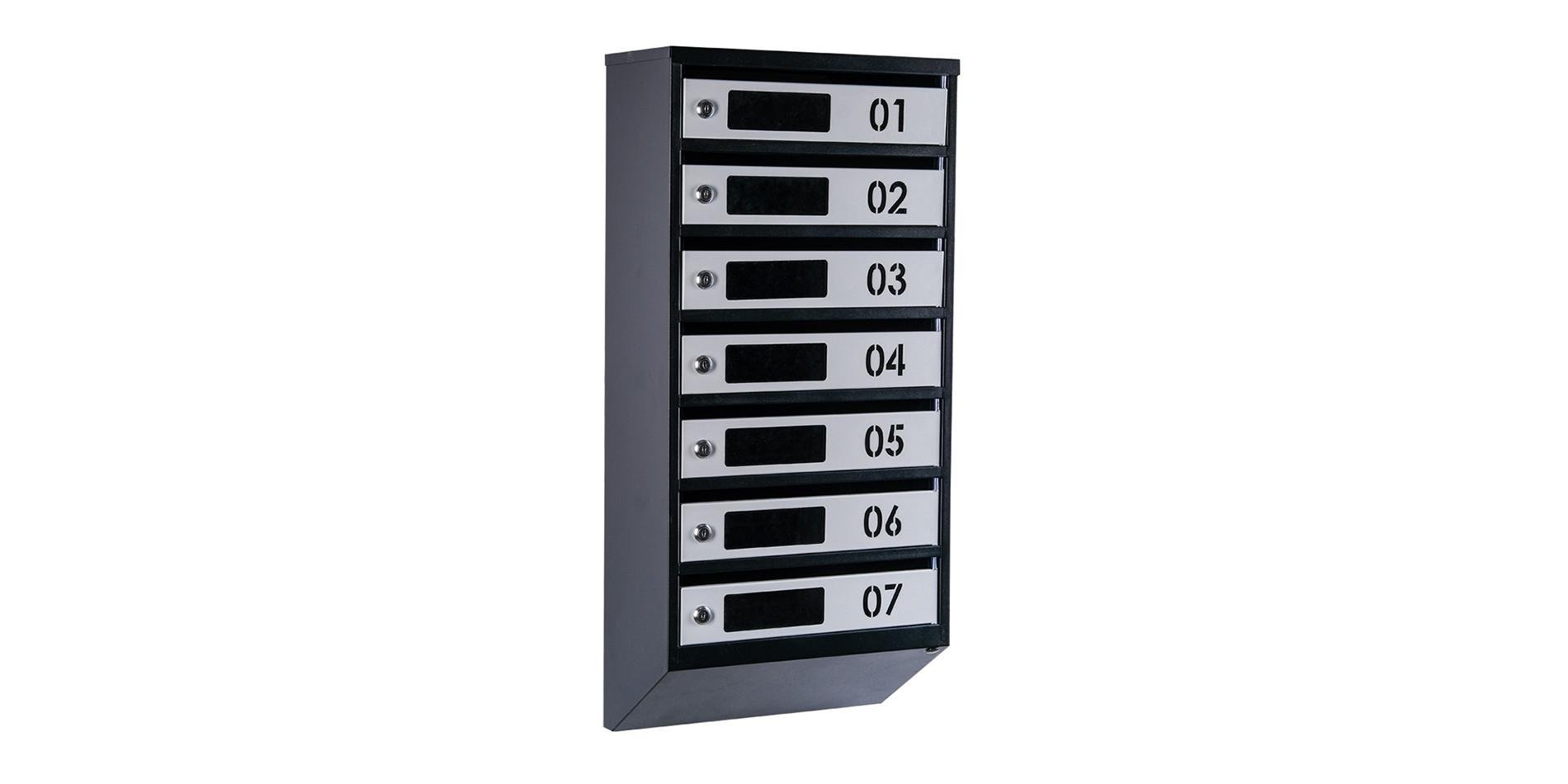 Почтовый ящик Галиндустрия ЯП-07-D многосекционный на 7 квартир металлический Черно-серый (132-119-000004062)