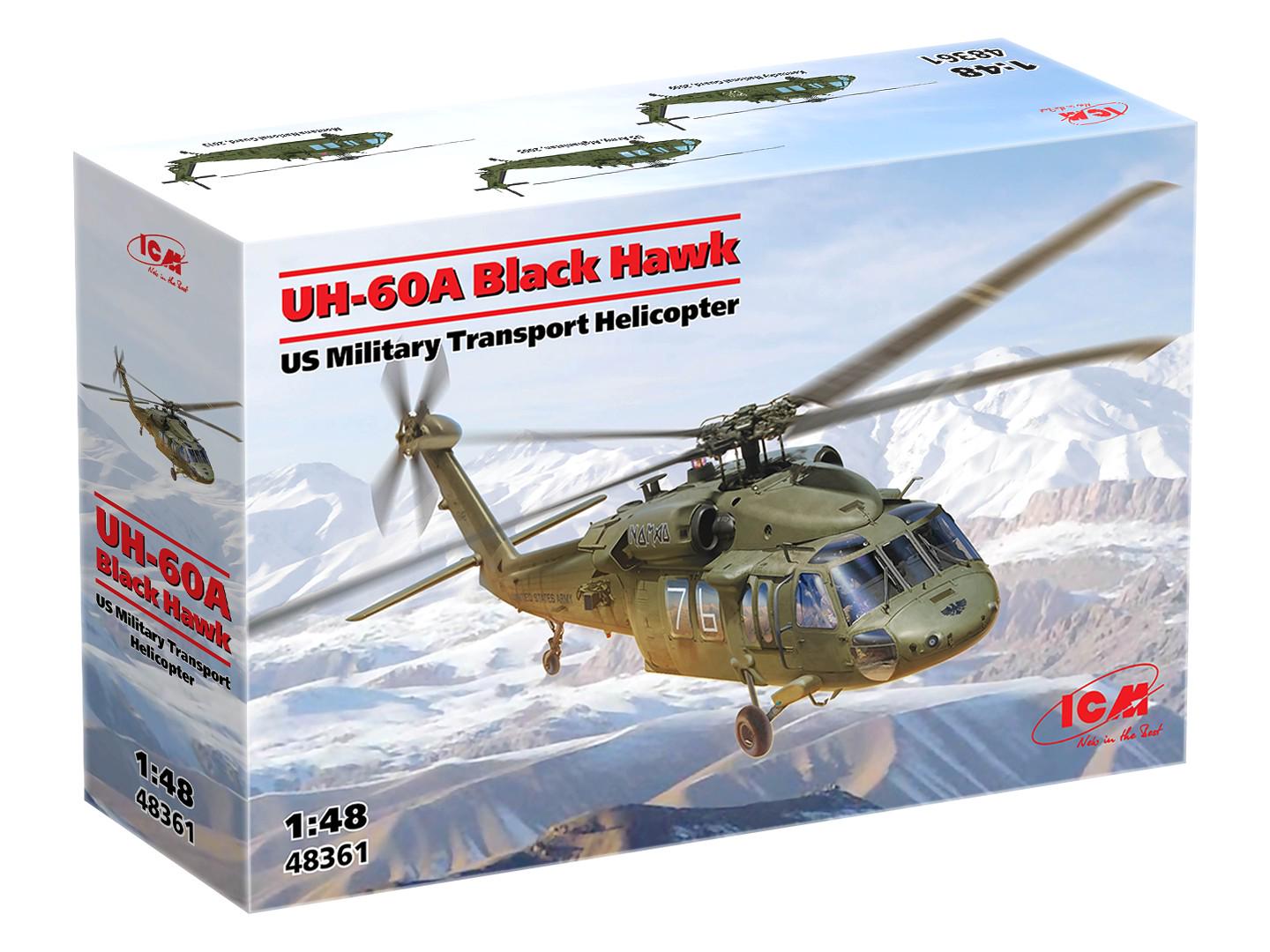 Сборная модель ICM UH-60A Hawk военно-транспортный вертолет США Black (48361)