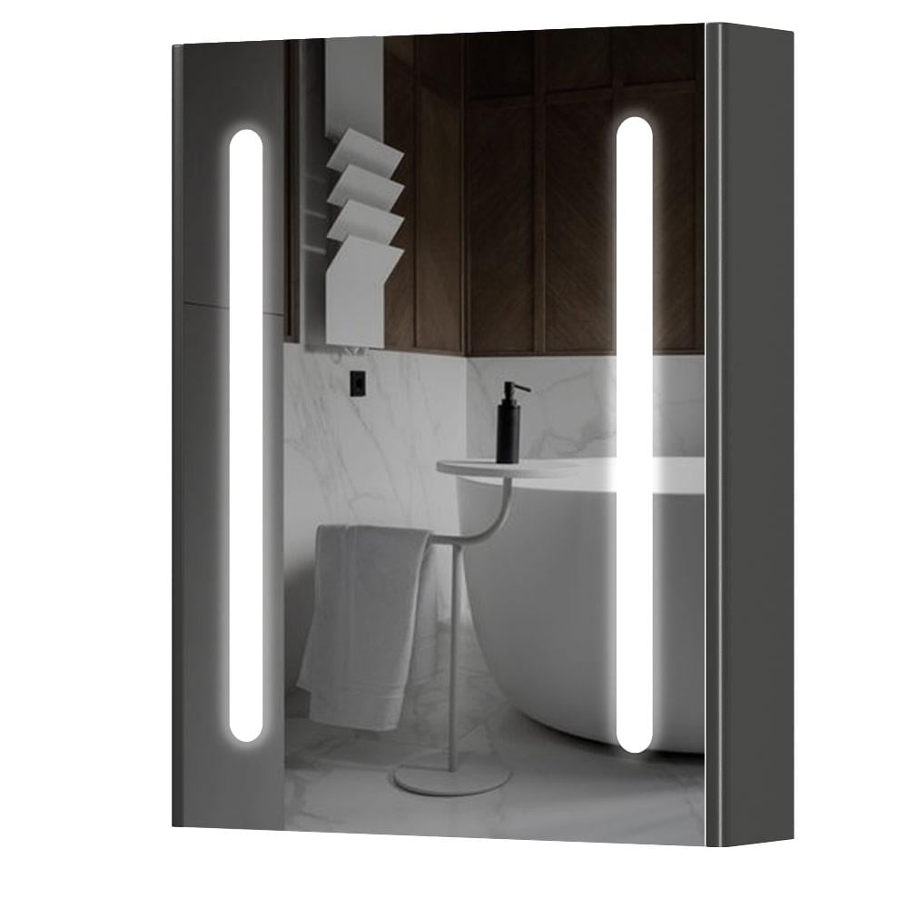 Шкаф зеркальный Aquarius Silver с LED подсветкой 60 Графит (11798)