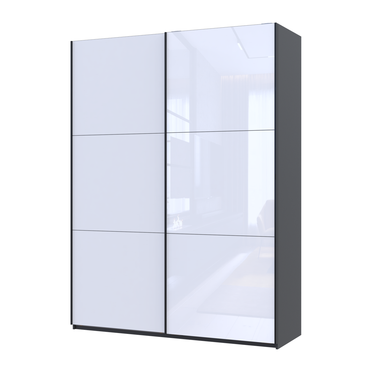 Шкаф купе Doros G-Caiser 2 Стекла/3 части 180х60х240 см Антрацит/Белый (42005862)