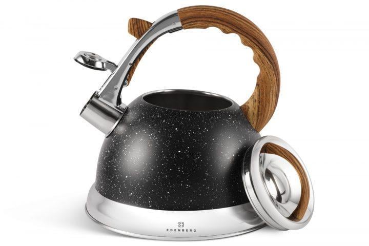 Чайник Edenberg 3 л из нержавеющей стали со свистком Черный (EB-8852) - фото 4