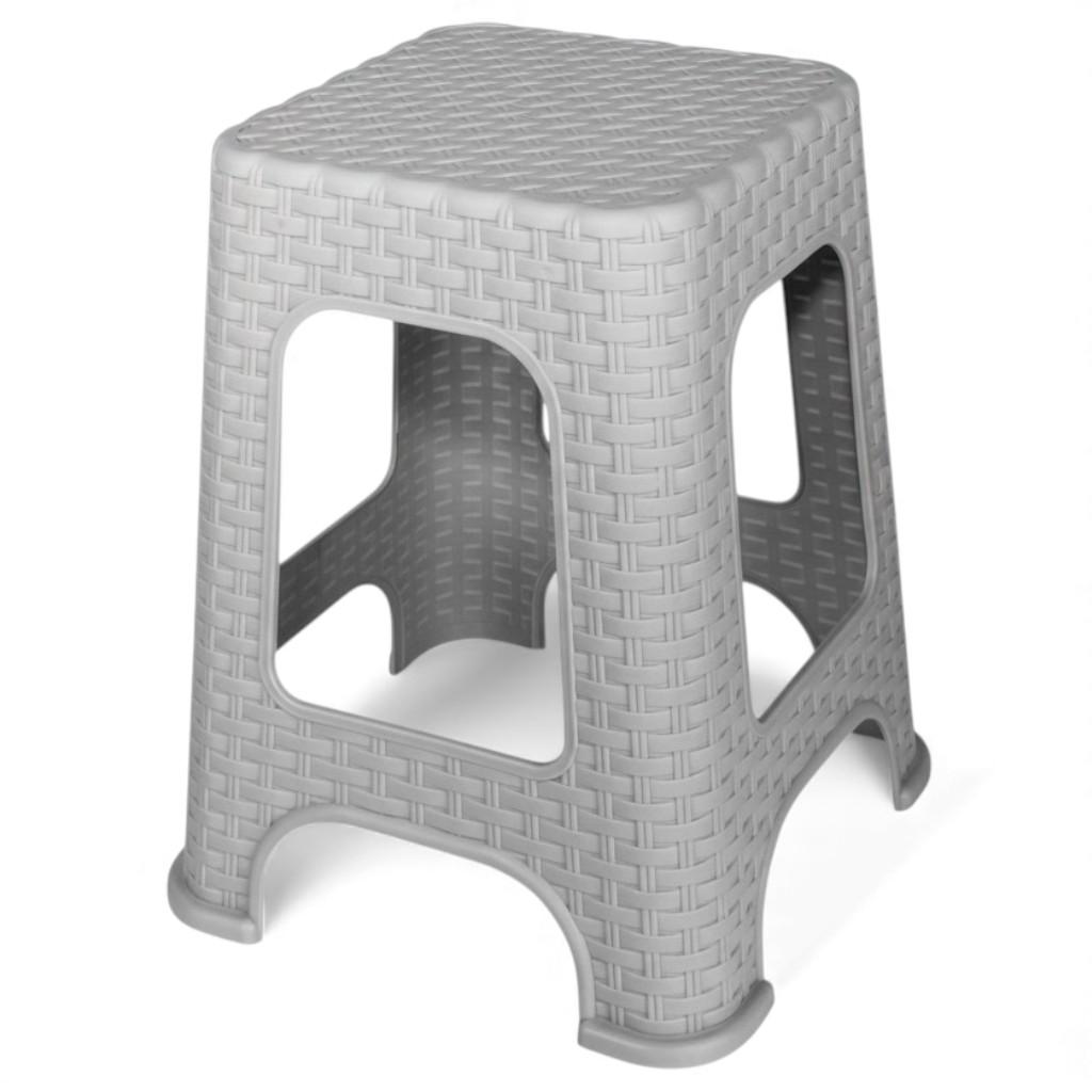 Табурет пластиковий Ротанг плетений 38х38х45 см Бежевий (072-GRAY)