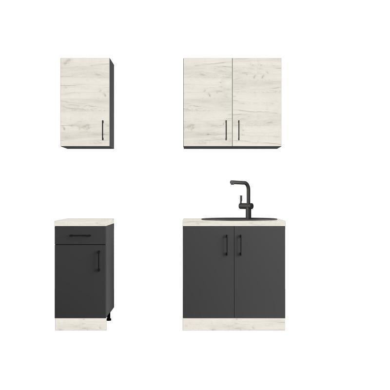 Кухня модульная Еверест Оптима №1 1,8 м Дуб крафт белый/Антрацит (DTM-5689) - фото 2 Кухня модульная Еверест Оптима №1 1,8 м Дуб крафт белый/Антрацит (DTM-5689) - фото 2