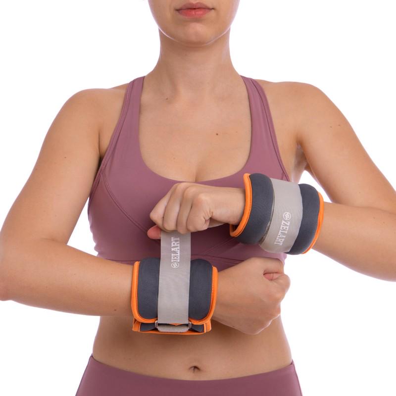 Утяжелители-манжеты для рук и ног Zelart FI-5733-2 2x1 кг Оранжевый (DR003671) - фото 3