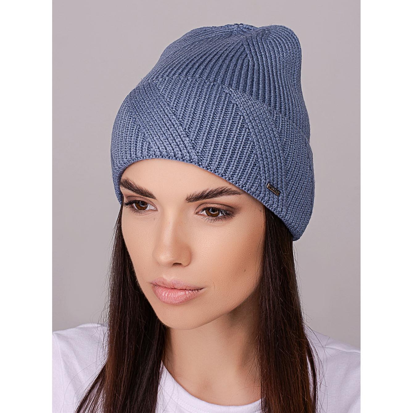 Шапка колпак женская без подкладки с узором Leks ИДИЛИЯ One size Джинс (258433)