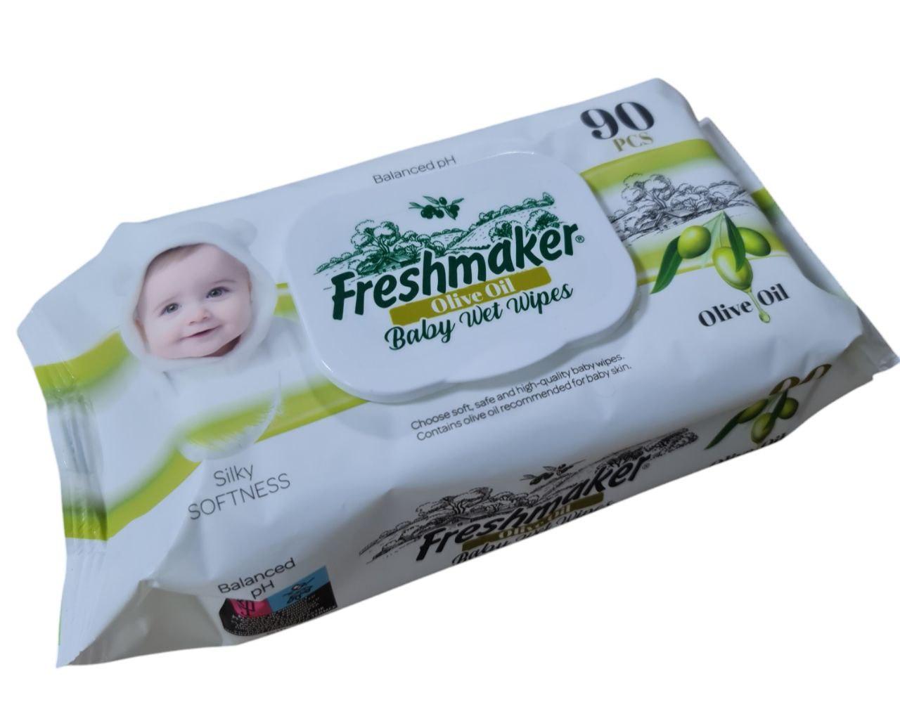 Влажные салфетки для детей Freshmaker Kids Olive Oil с клапаном 90 шт. (000006375)