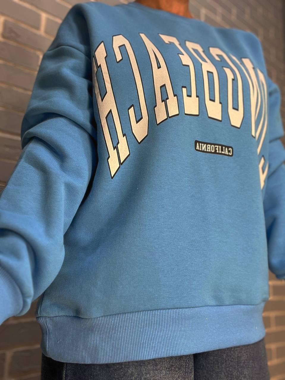 Свитшот женский QUZEN 488 long beach флис утепленный S Голубой (2872) - фото 3 Свитшот женский QUZEN 488 long beach флис утепленный S Голубой (2872) - фото 3