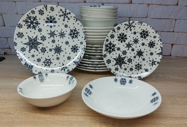 Сервіз столовий OMS TULU сніжинка порцеляна 6 персон 24 шт. (KL24-Winter)