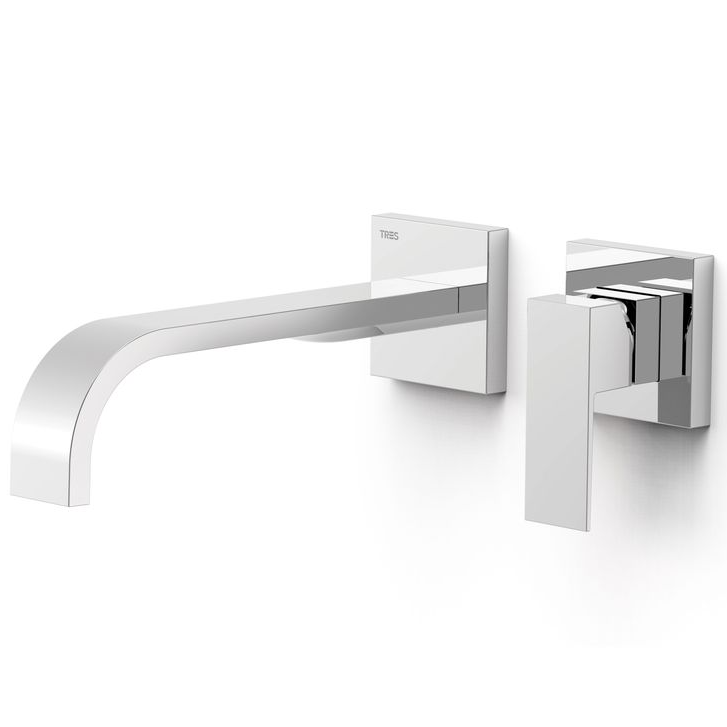 Смеситель для умывальника Tres Cuadro 00630002 настенный однорычажный Хром (157546)