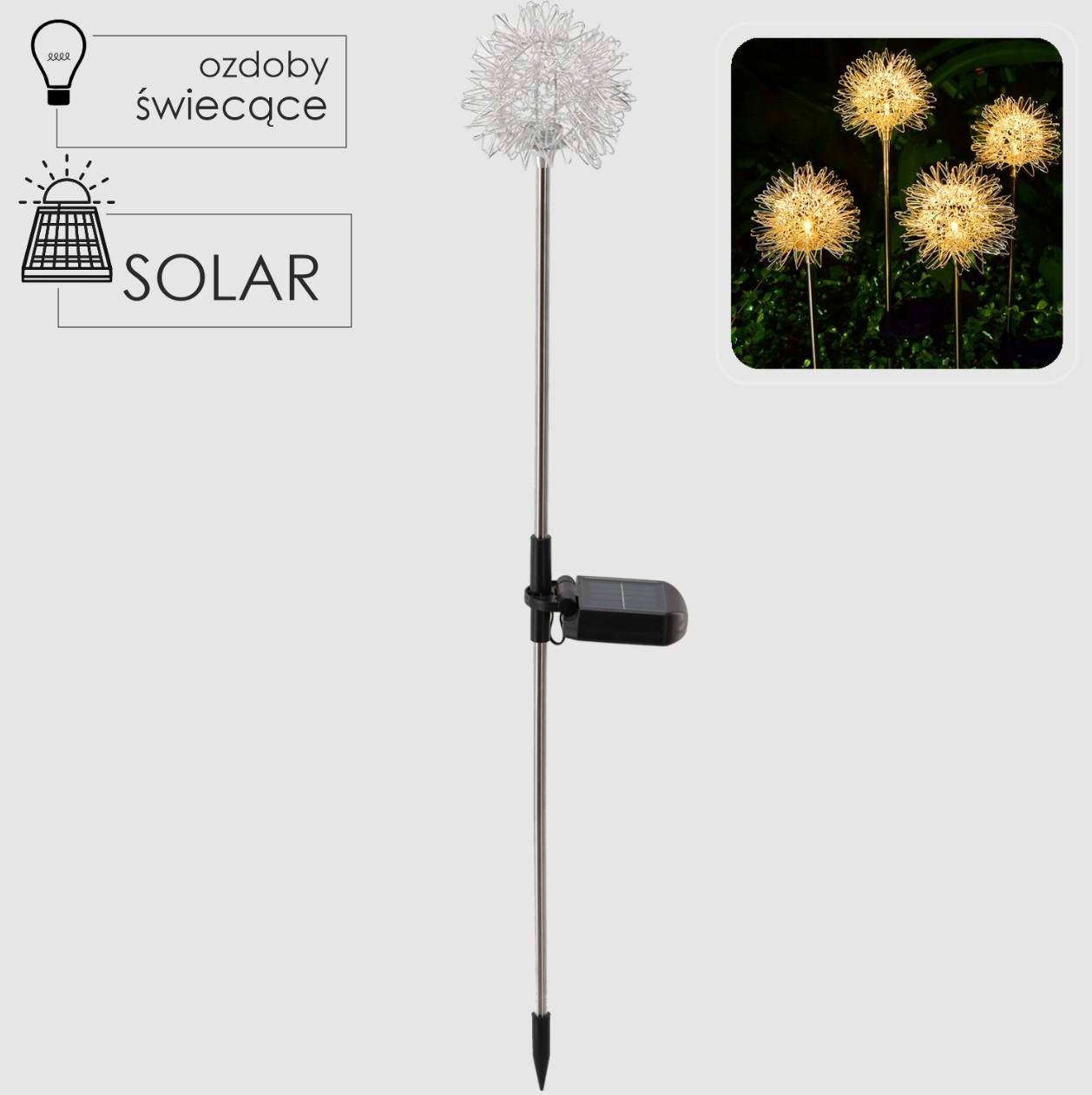 Фонарь-светильник солнечный садовый Garden Line SOL6179 в форме одуванчика 10x10x68 см Теплый белый свет (24723080) - фото 5