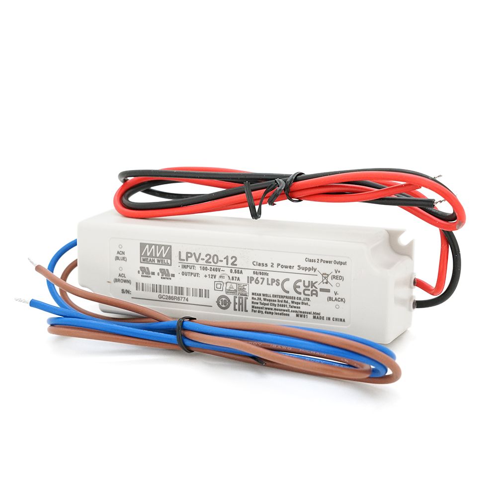 Блок питания импульсный Mean Well LPV-20-12 влагозащищенный для LED освещения 12 В 1,67 А 20 Вт (32311)