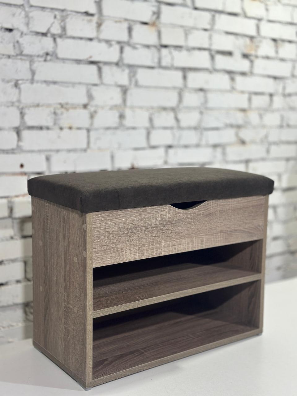 Тумба для обуви ДСП/ткань 30х80х45 см Сонома трюфель/Шоколад - фото 1 Тумба для обуви ДСП/ткань 30х80х45 см Сонома трюфель/Шоколад - фото 1
