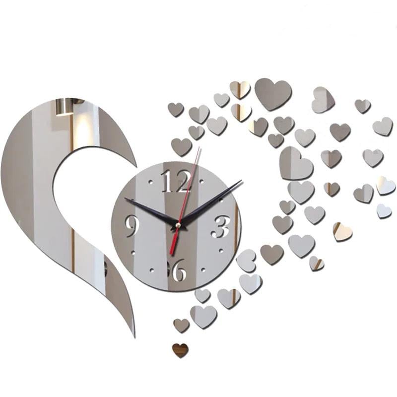 3D-часы настенные Love Зеркально-серебристый