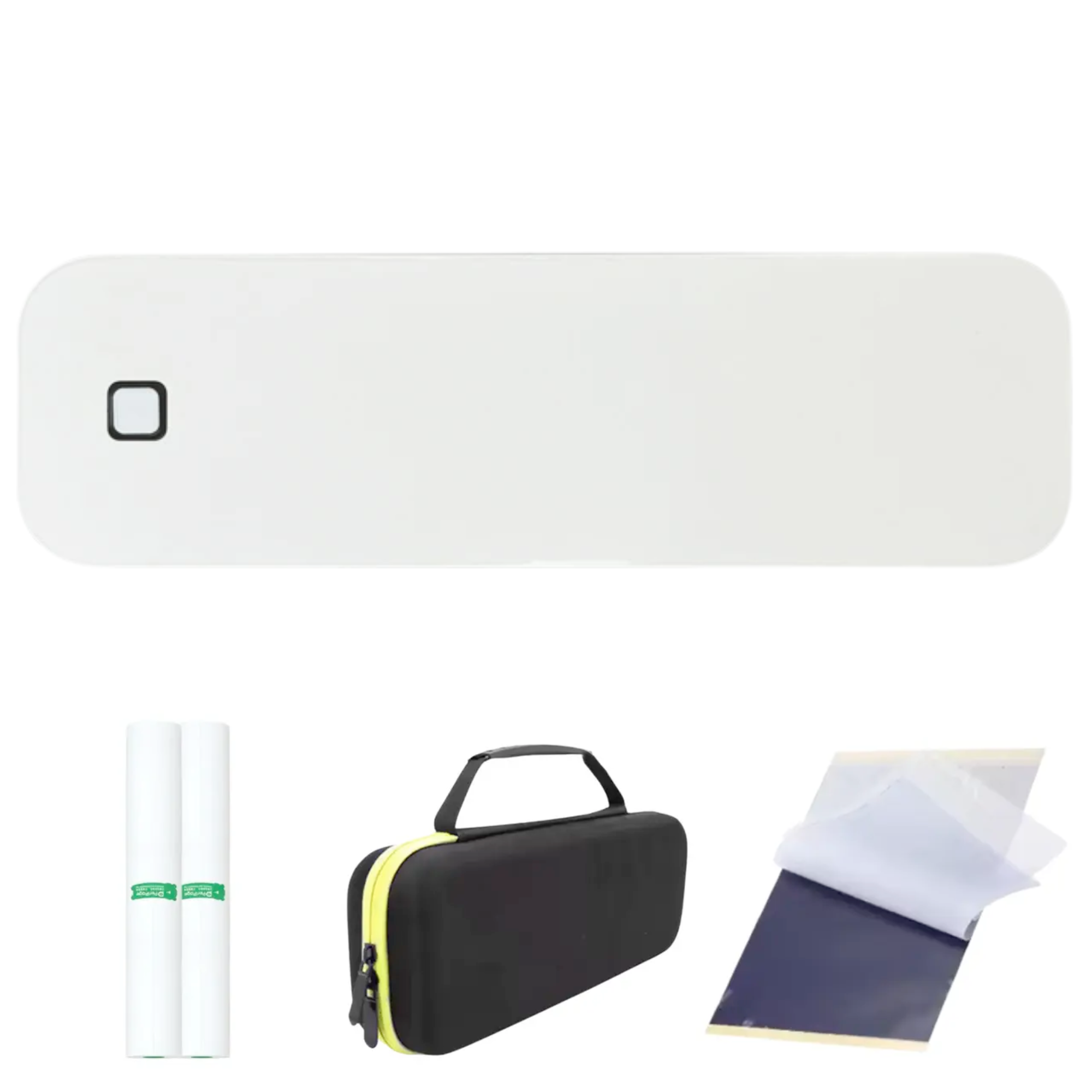 Термопринтер Inkless Portable A4/чехол/2 рулона термо бумаги/5 листов бумаги для трансфера тату White (GS-291)