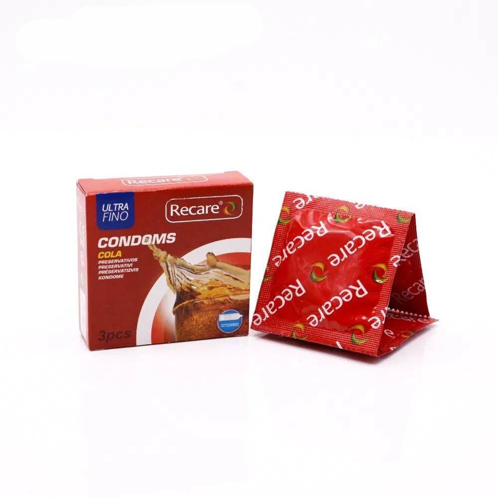 Презервативи Recare Cola Dotted&Ribbed Condoms з пухирцями та ребрами з ароматом коли 3 шт.