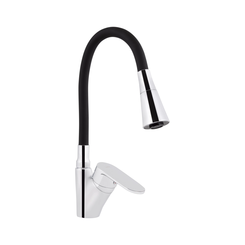 Смеситель для кухни Lidz Tani 007F3 k40 с гибким изливом Хром/Черный (SD00043752)