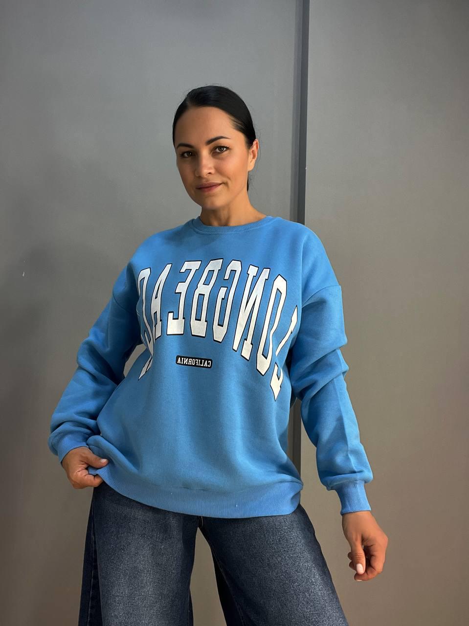 Свитшот женский QUZEN 488 long beach флис утепленный M Голубой (880) - фото 7 Свитшот женский QUZEN 488 long beach флис утепленный M Голубой (880) - фото 7
