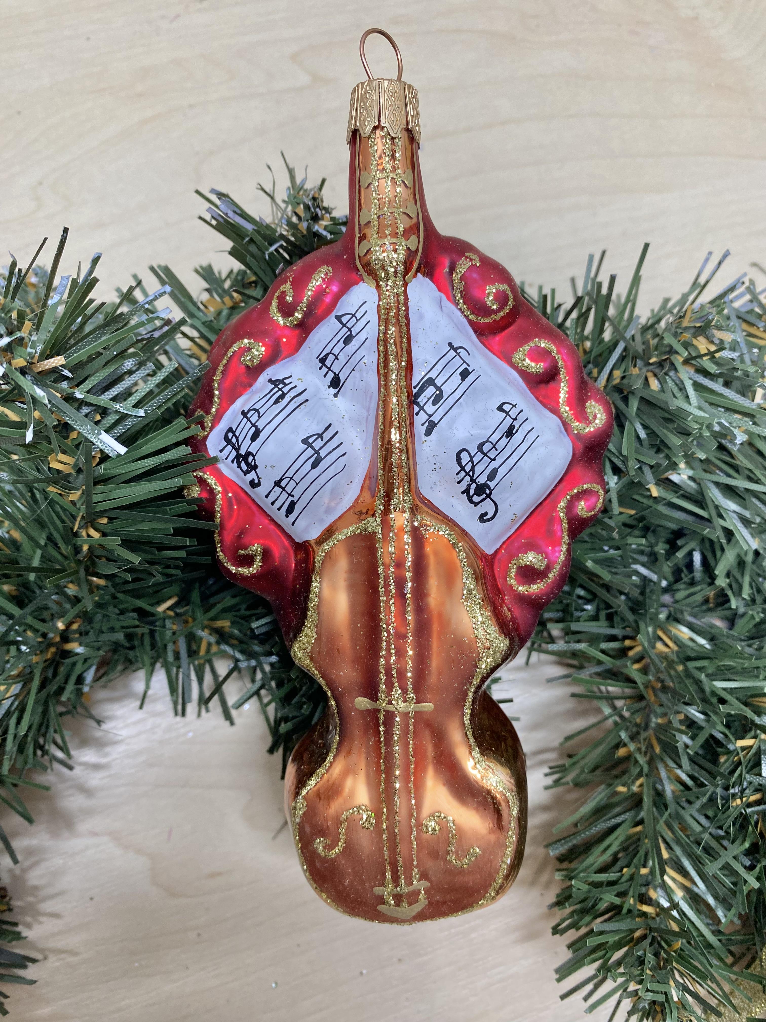 Украшение на елку стеклянное Скрипка с нотами 13х7,5 см (F-15) Украшение на елку стеклянное Скрипка с нотами 13х7,5 см (F-15)