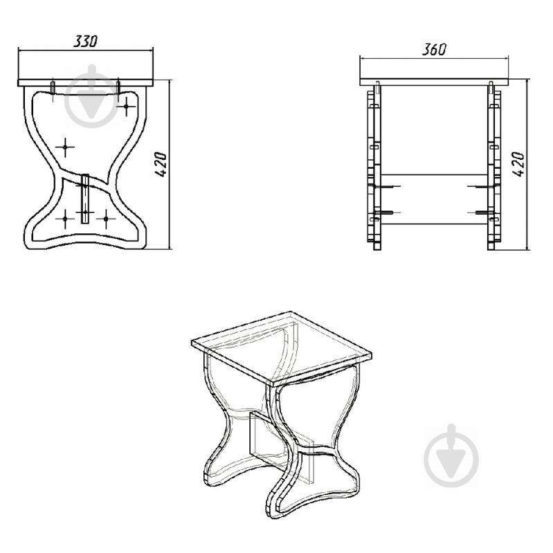 Табурет KOMPANIT Т-3 Дуб - фото 2