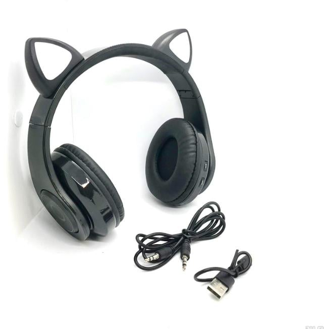 Беспроводные наушники CXT-B39 Cat Ear с ушками Bluetooth и LED подсветкой Черный - фото 4