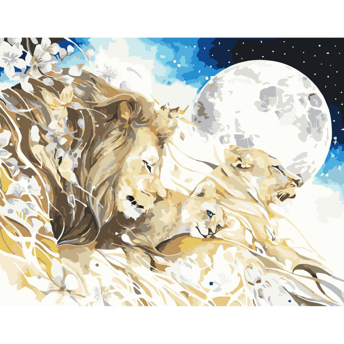 Картина по номерам Strateg Львиное семейство 40x50 см (VA-3765)