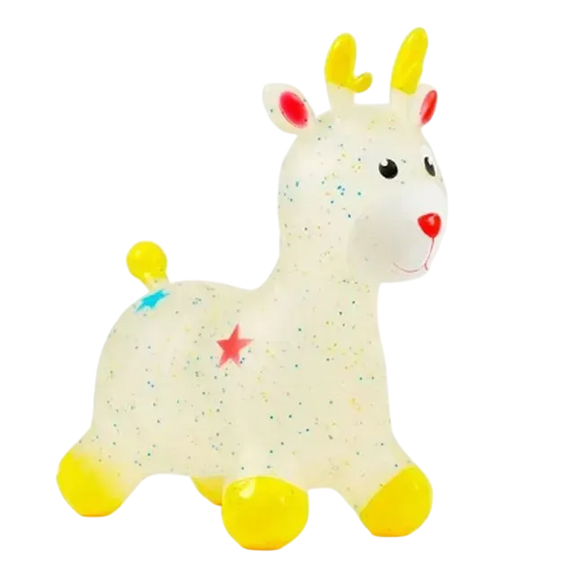 Игрушка для малышей Олененок-прыгунец из ПВХ 36х30х16 см Белый с желтым (150-98-MS4148)